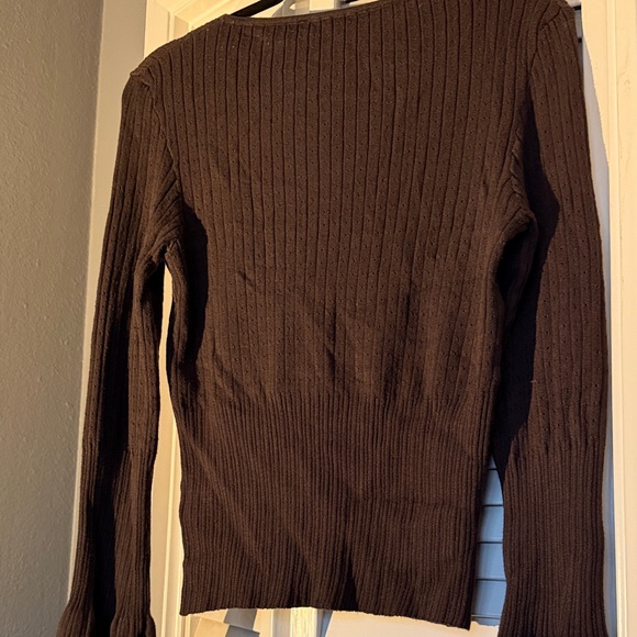 Zara Dark Brown Knit Sweater Flare Sleeves - Picture 5 of 6